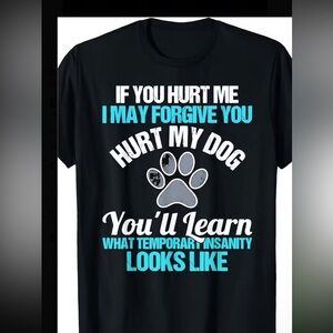 Dog Lover Graphic Tee - Black with Blue and White Paw Design
